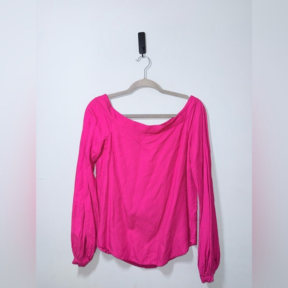 Anthropologie Floreat Mazda Pink Off the shoulder Line Blend Blouse Size 4 GUC*